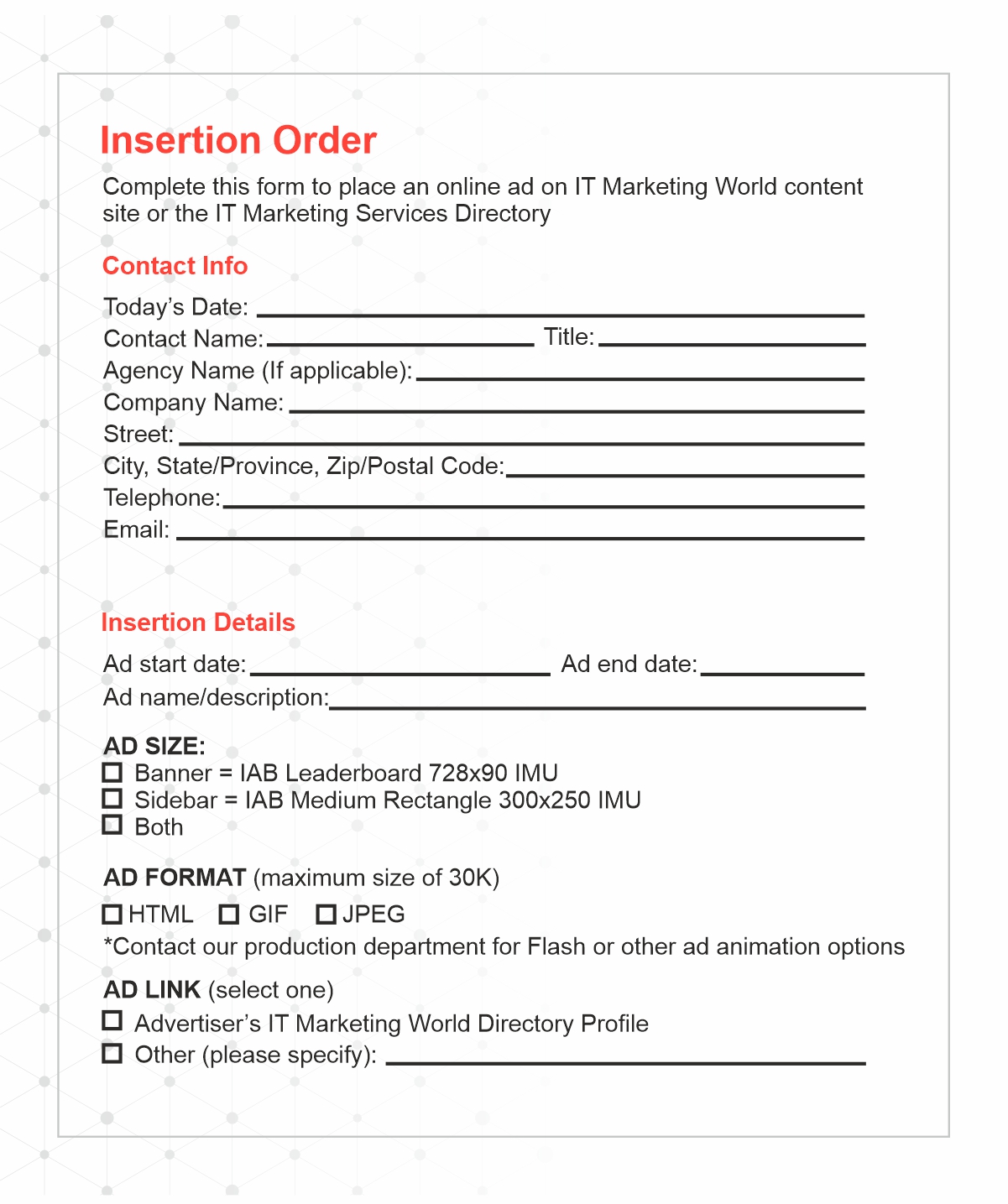 digital advertising insertion order template